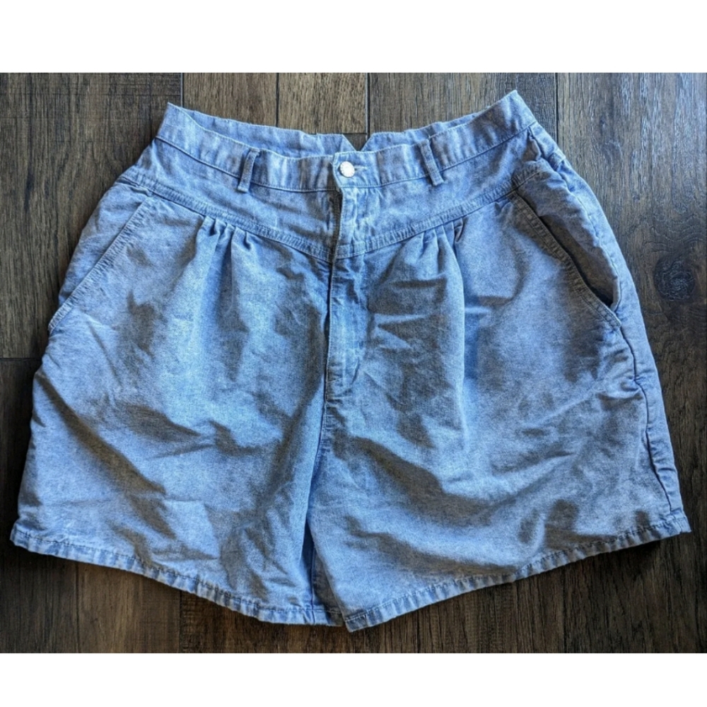 Vintage Gitano Womens High Waist Mom Jean Shorts Denim Wide Leg Pleated Front 16